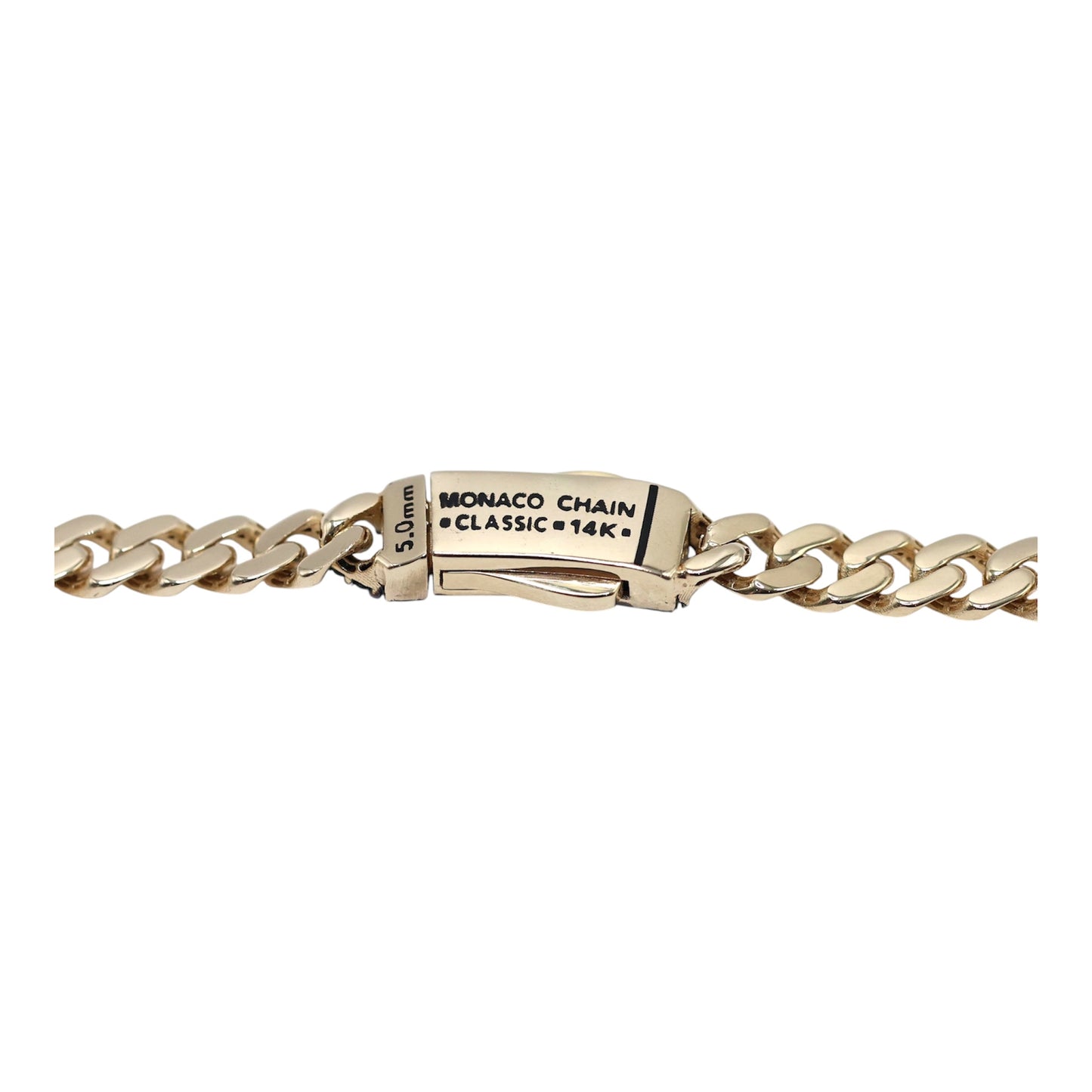 14KT GOLD MONACO CHAIN BLACK EDITION 5MM NECKLACE - CERTIFIED PAVE STONE