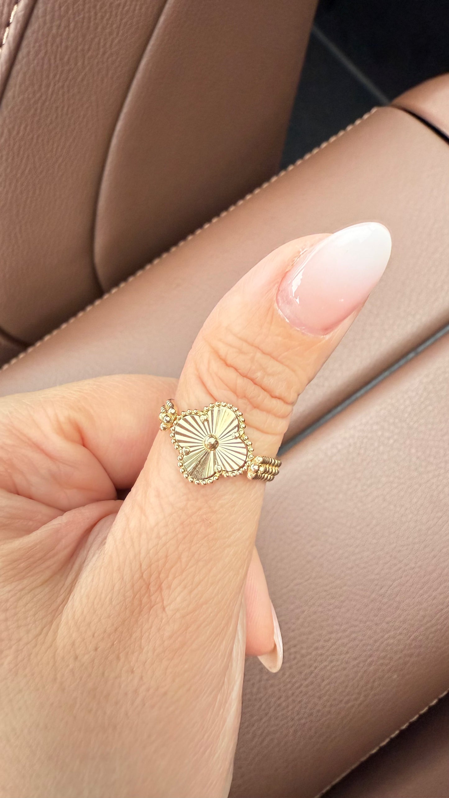 14KT GOLD REVERSIBLE FLOWER RING