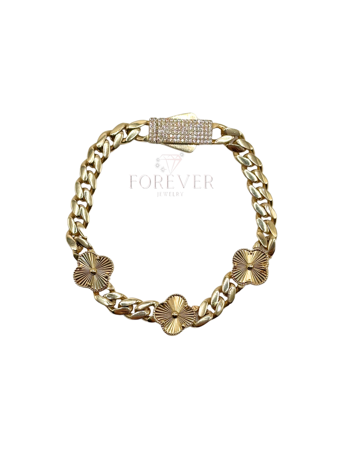 14K GOLD FLOWER MONACO BRACELET