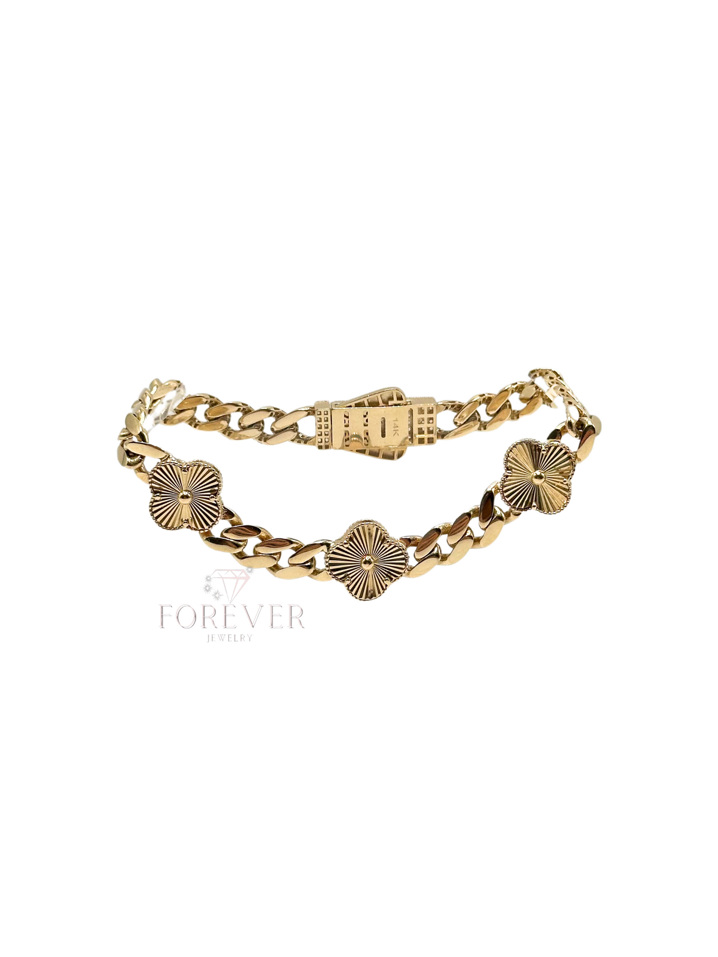 14K GOLD FLOWER MONACO BRACELET