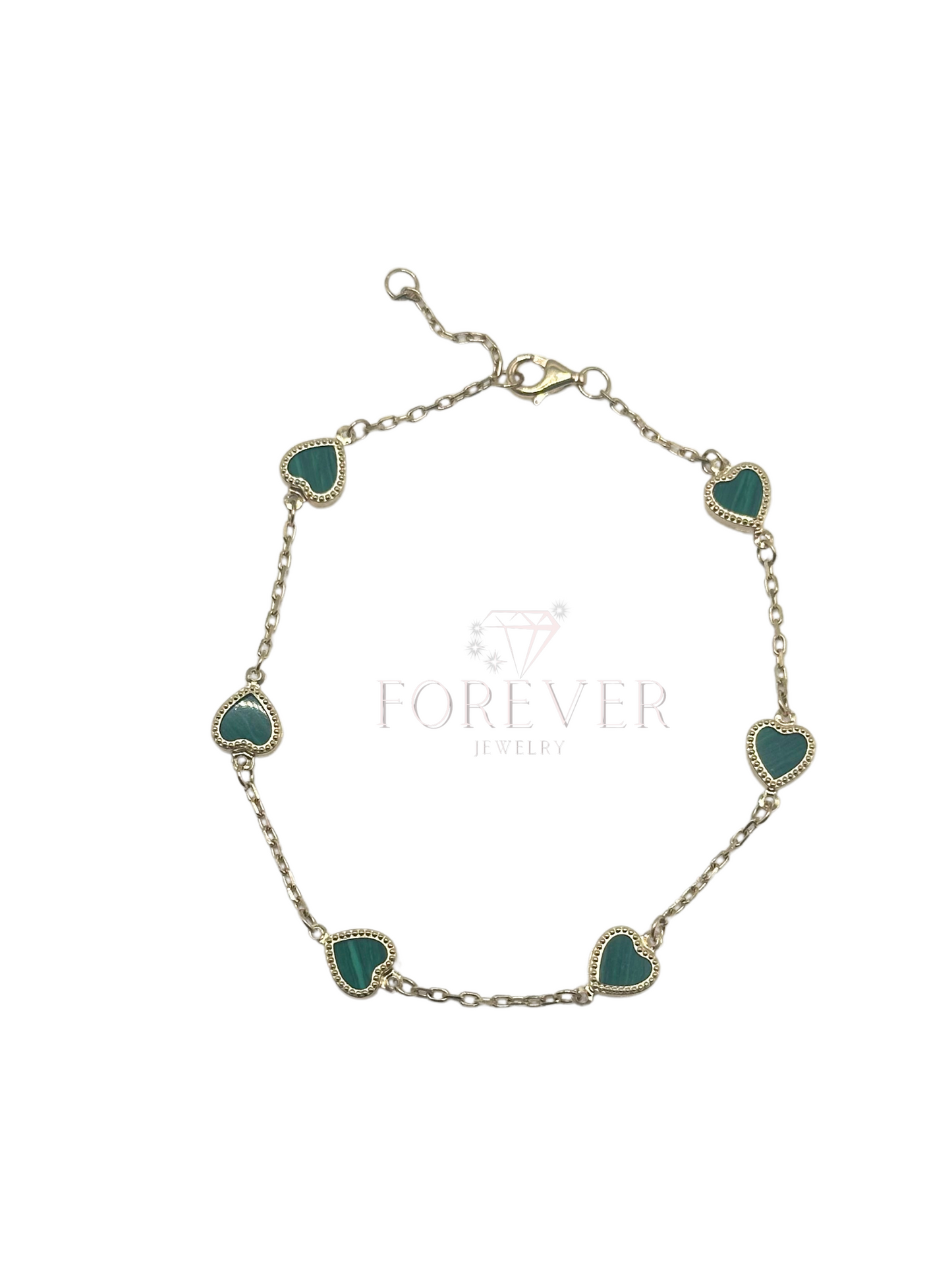 14K GOLD GREEN HEART BRACELET