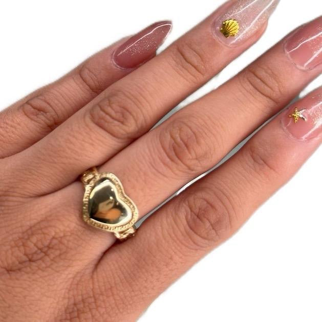 14K Gold Heart Ring (custom engraving)