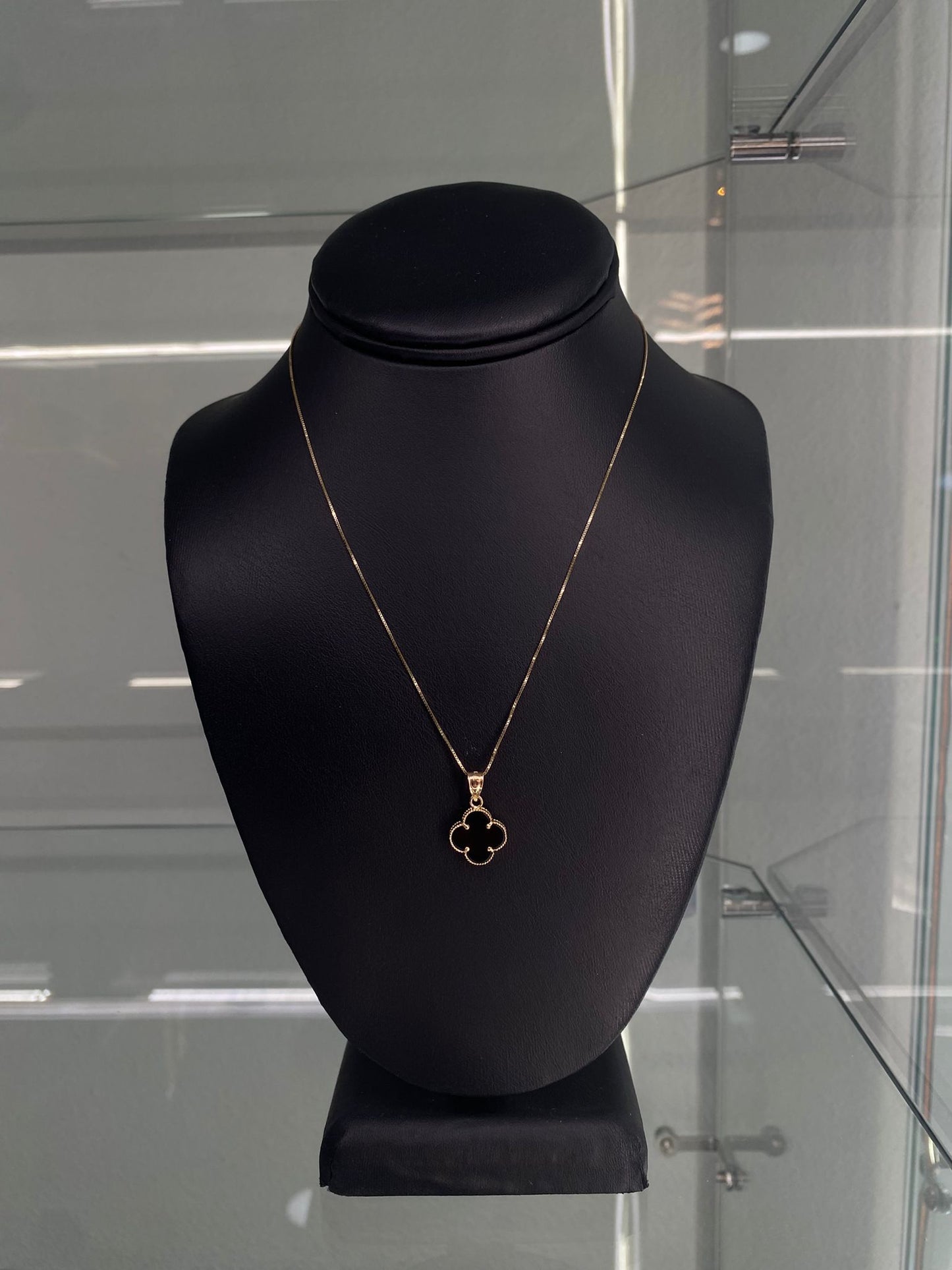14K Gold Onyx Necklace