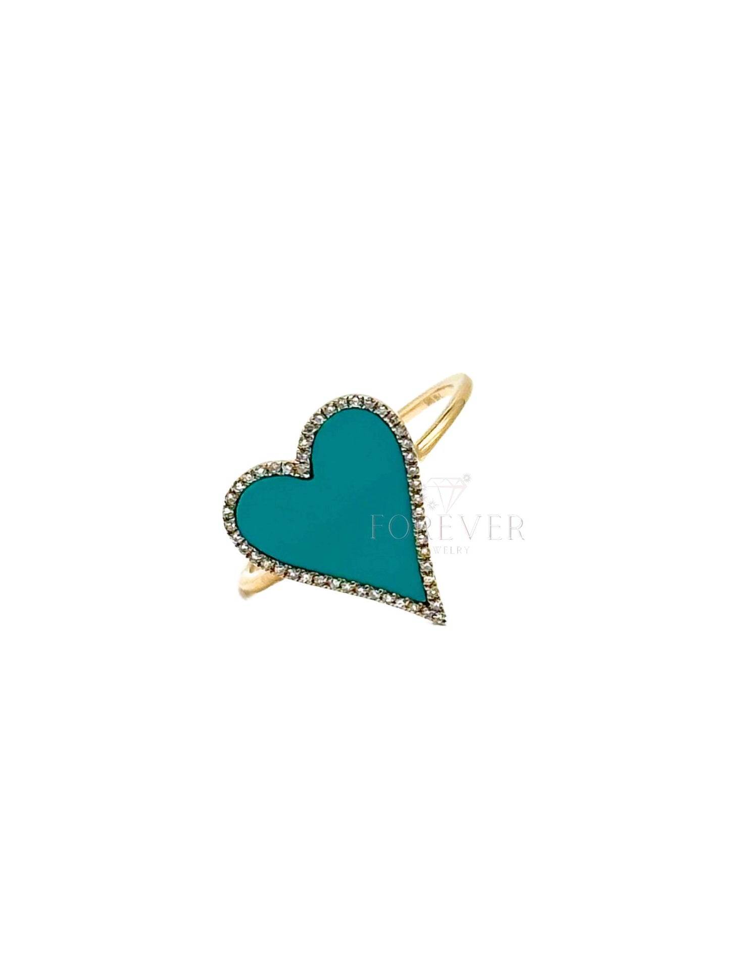 14K DIAMOND & TURQUOISE HEART