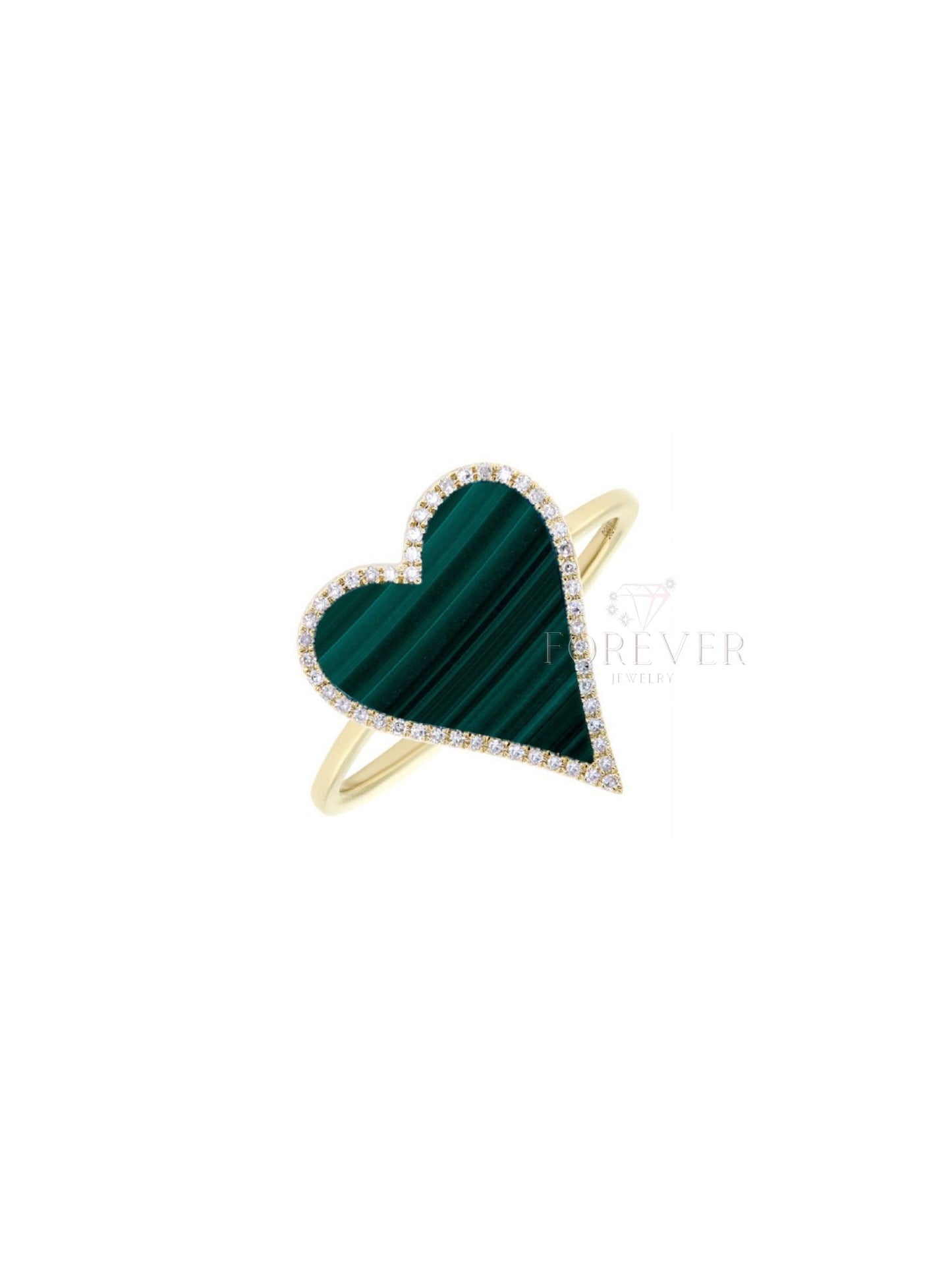 14KT DIAMOND & MALACHITE HEART