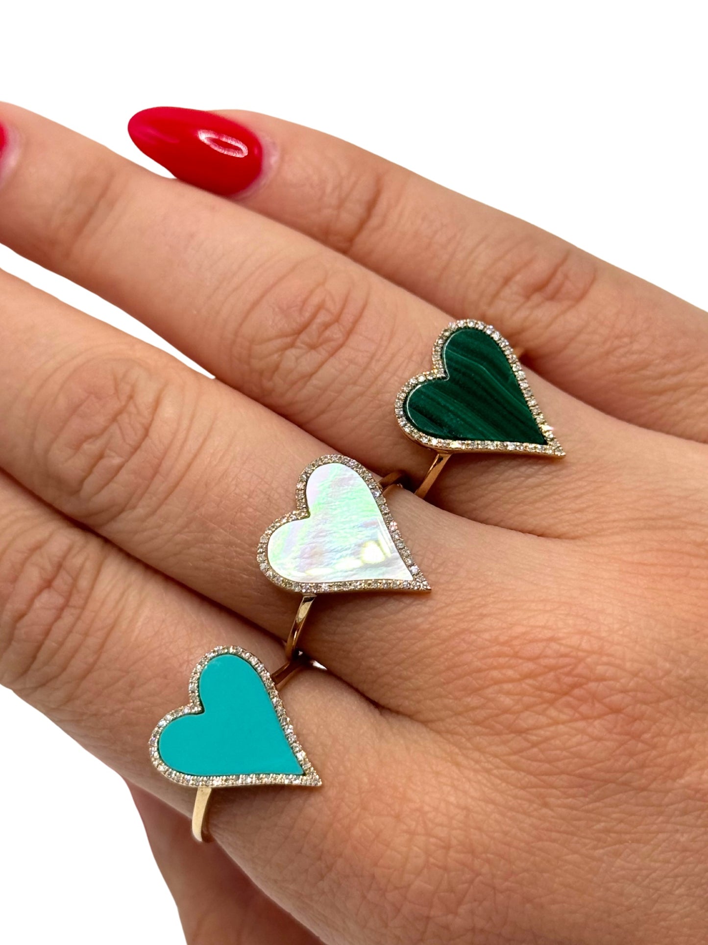 14K DIAMOND & TURQUOISE HEART