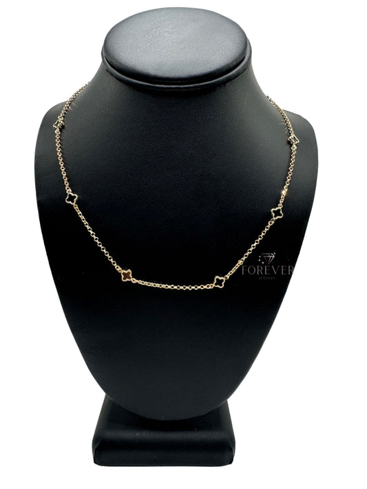 14KT SMALL BLACK FLOWER NECKLACE