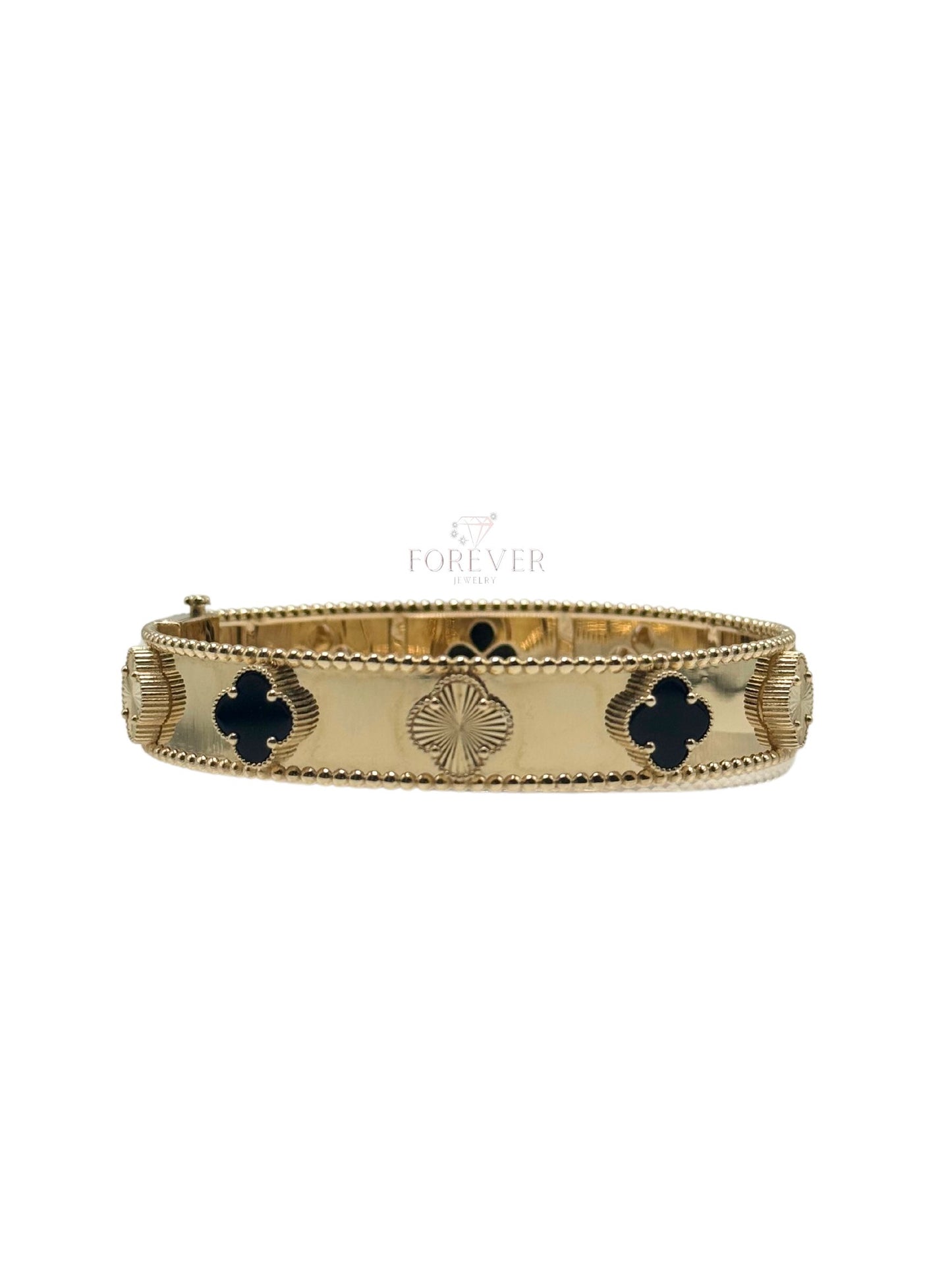 14K GOLD FLOWER BRACELET (W/ GOLD AND BLACK)