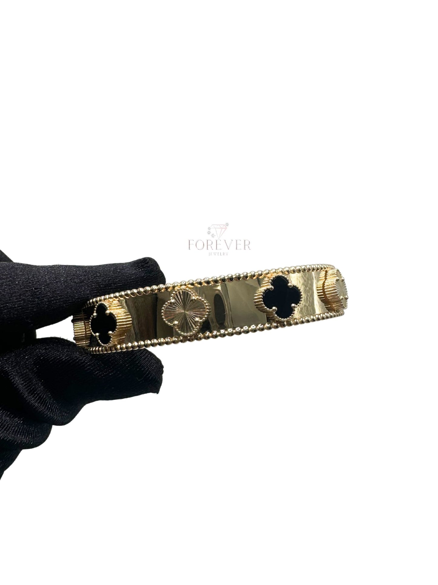 14K GOLD FLOWER BRACELET (W/ GOLD AND BLACK)