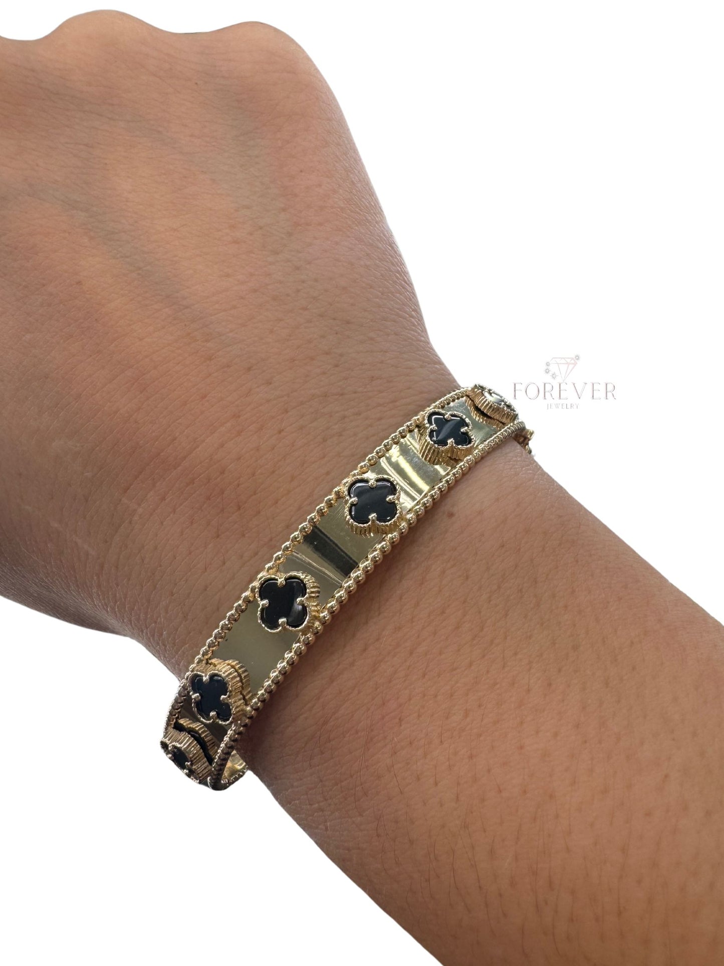 14K GOLD BLACK FLOWER BRACELET