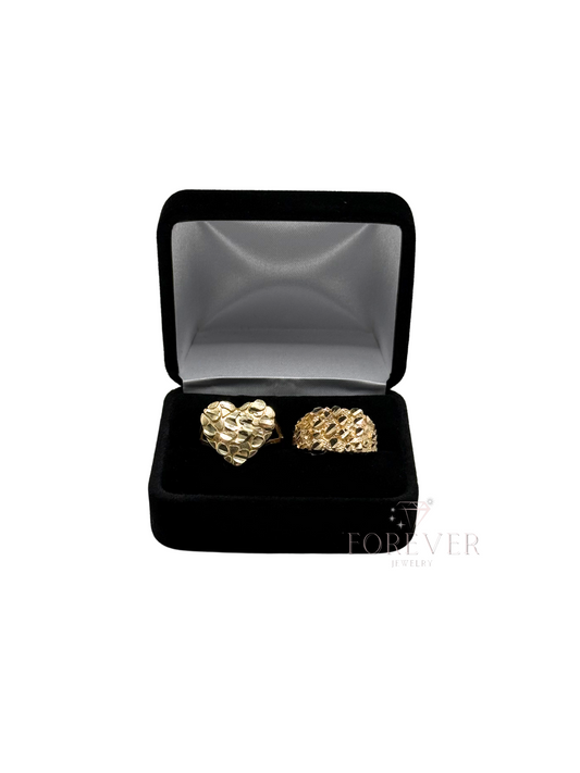 14KT GOLD NUGGET RING SET FOR HIM & HER