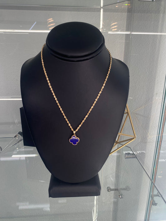 14K Gold Blue flower necklace