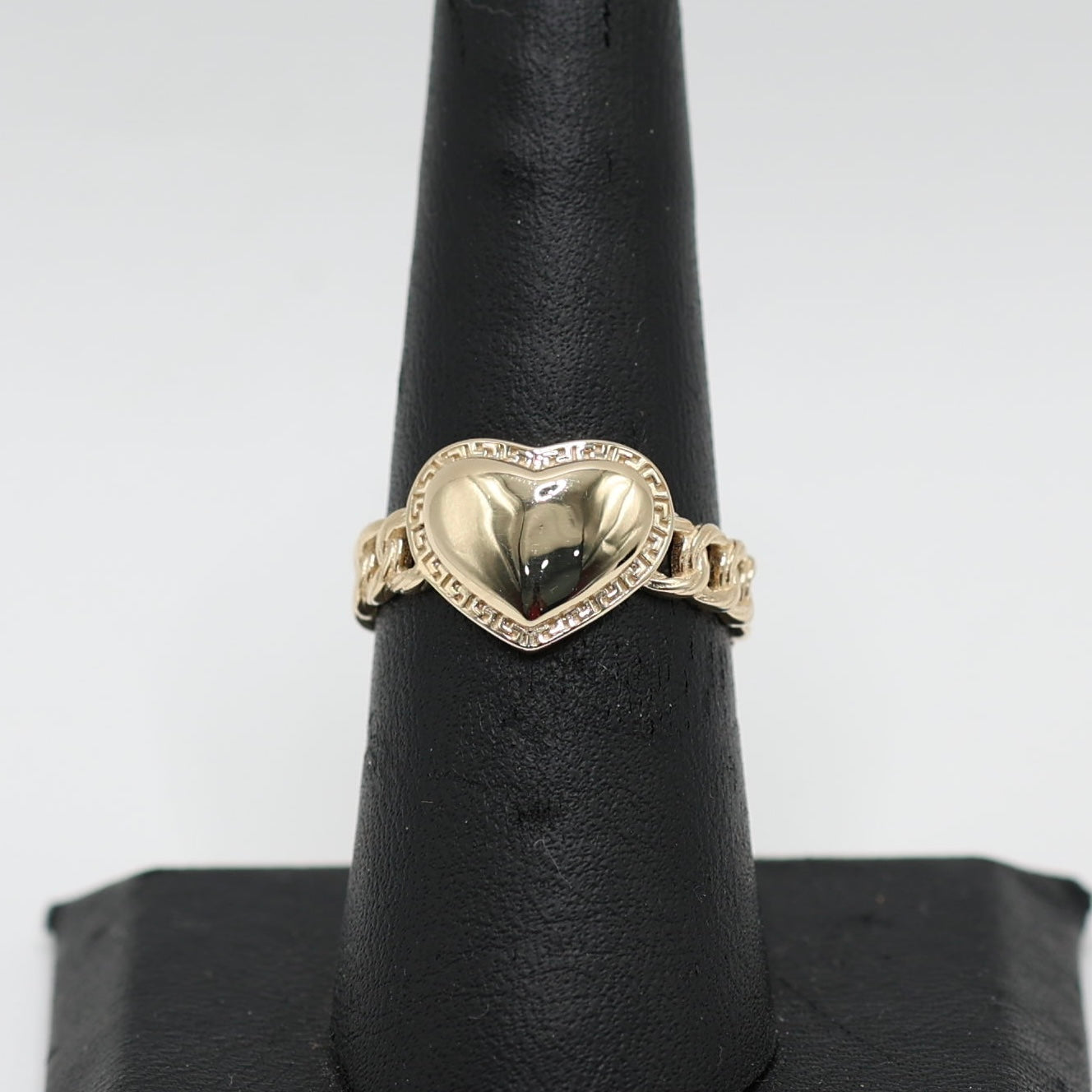 14KT GOLD HEART PLAQUE RING - FREE LASER ENGRAVING