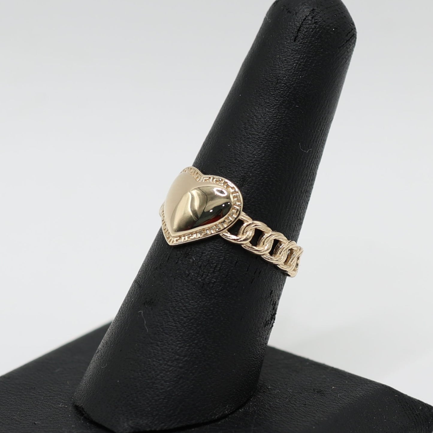 14KT GOLD HEART PLAQUE RING - FREE LASER ENGRAVING