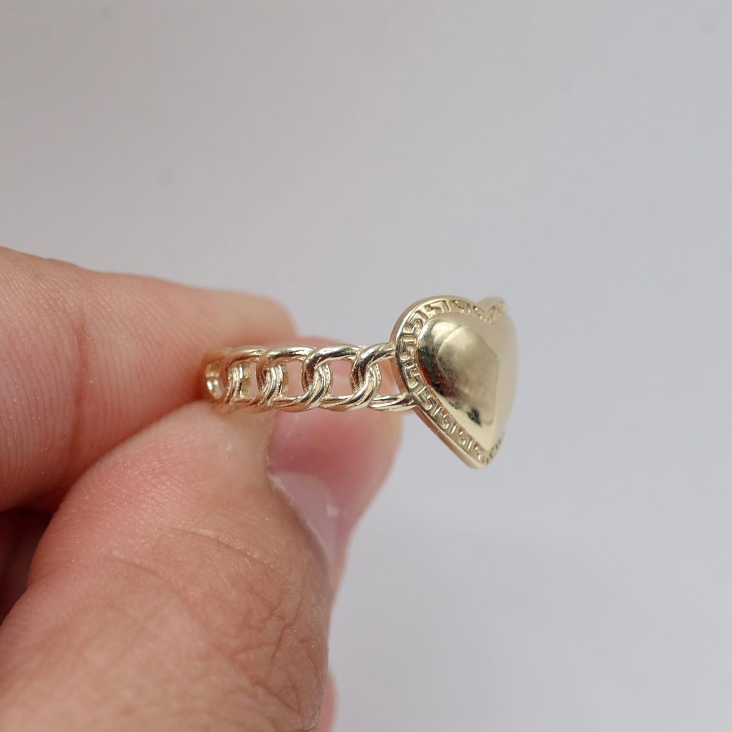 14KT GOLD HEART PLAQUE RING - FREE LASER ENGRAVING