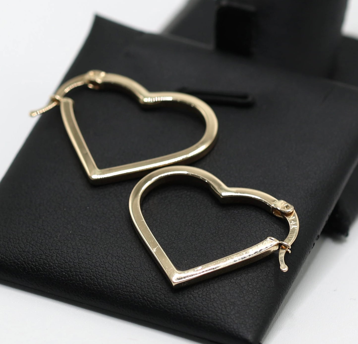 14KT GOLD SQUARED OPEN HEART HOOPS