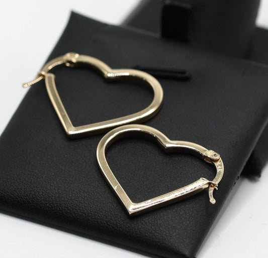 14KT GOLD SQUARED OPEN HEART HOOPS