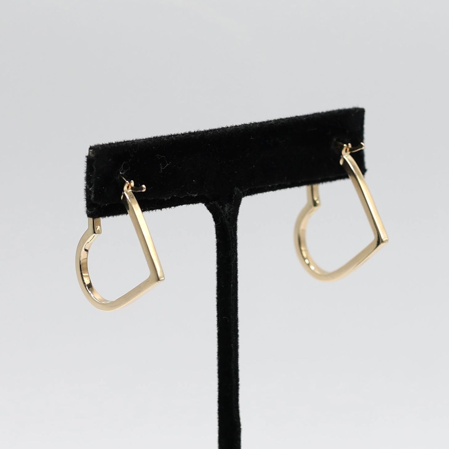 14KT GOLD SQUARED OPEN HEART HOOPS