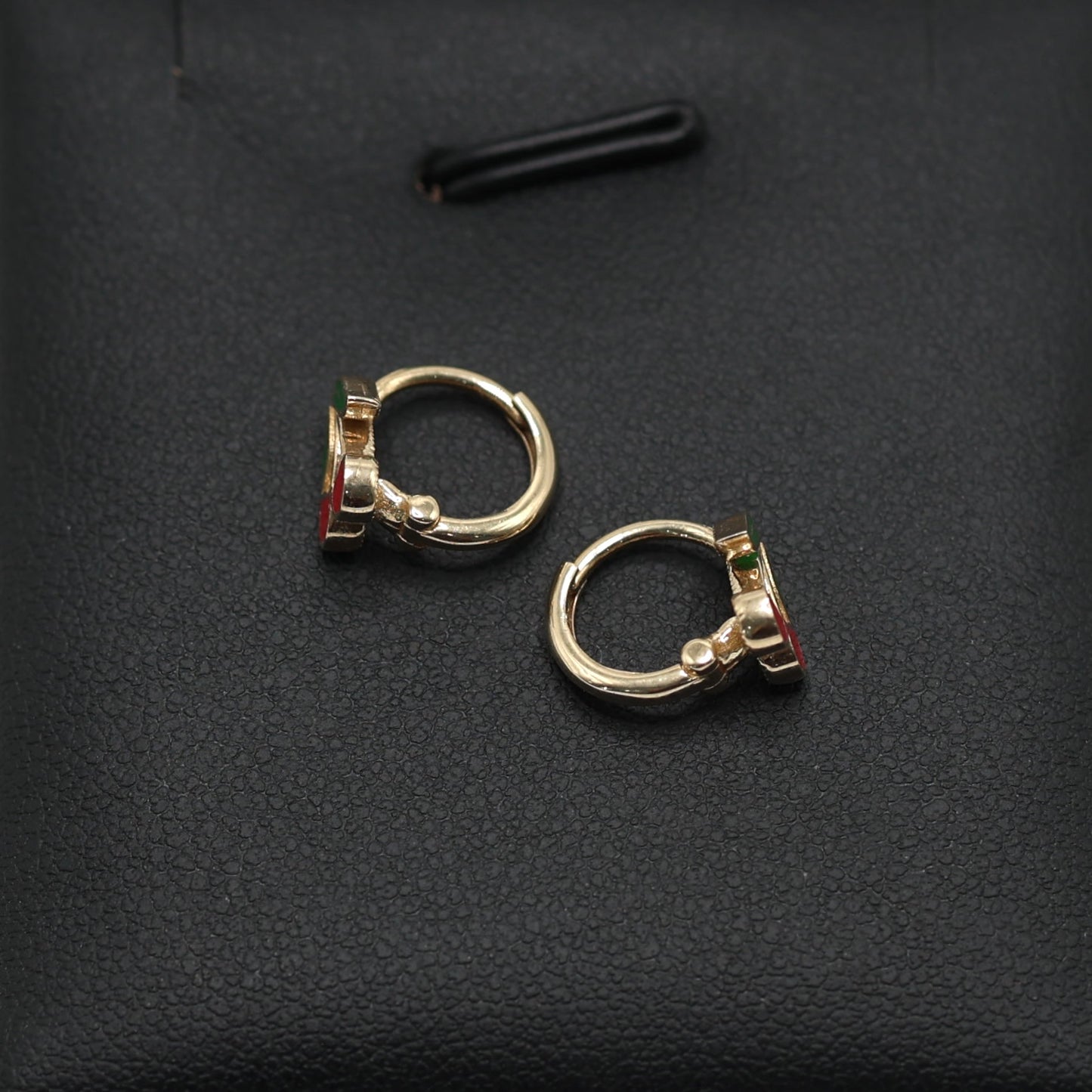 14KT GOLD CHERRY DUO MINI HOOPS