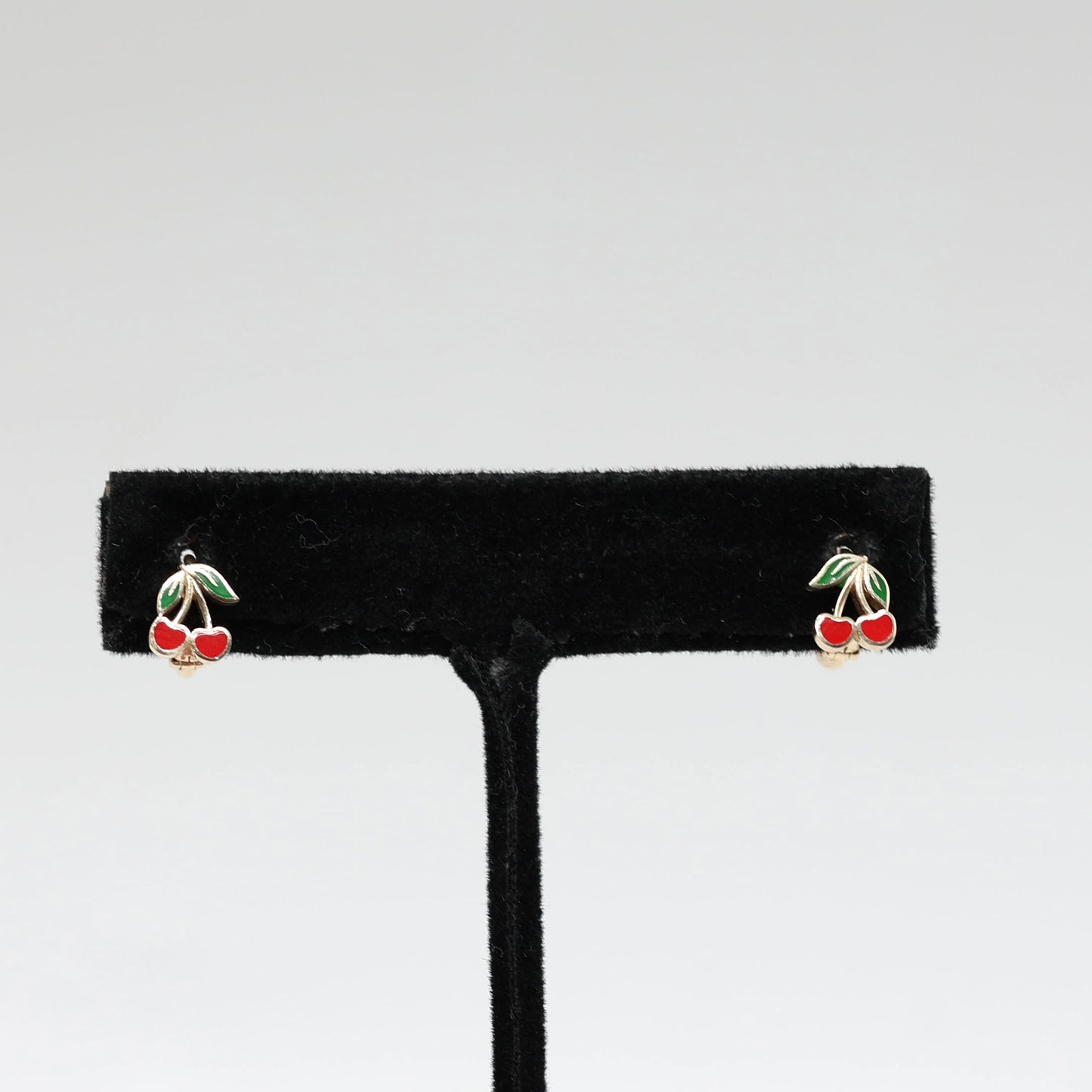 14KT GOLD CHERRY DUO MINI HOOPS