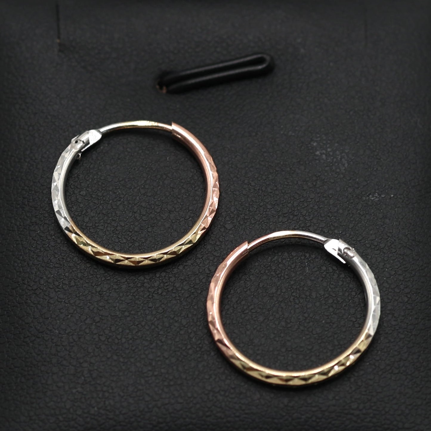 14KT GOLD 3 TONE MINI HOOPS - 18MM