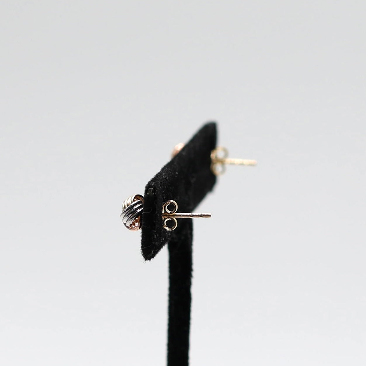 14KT GOLD 3 TONE KNOT STUD EARRINGS