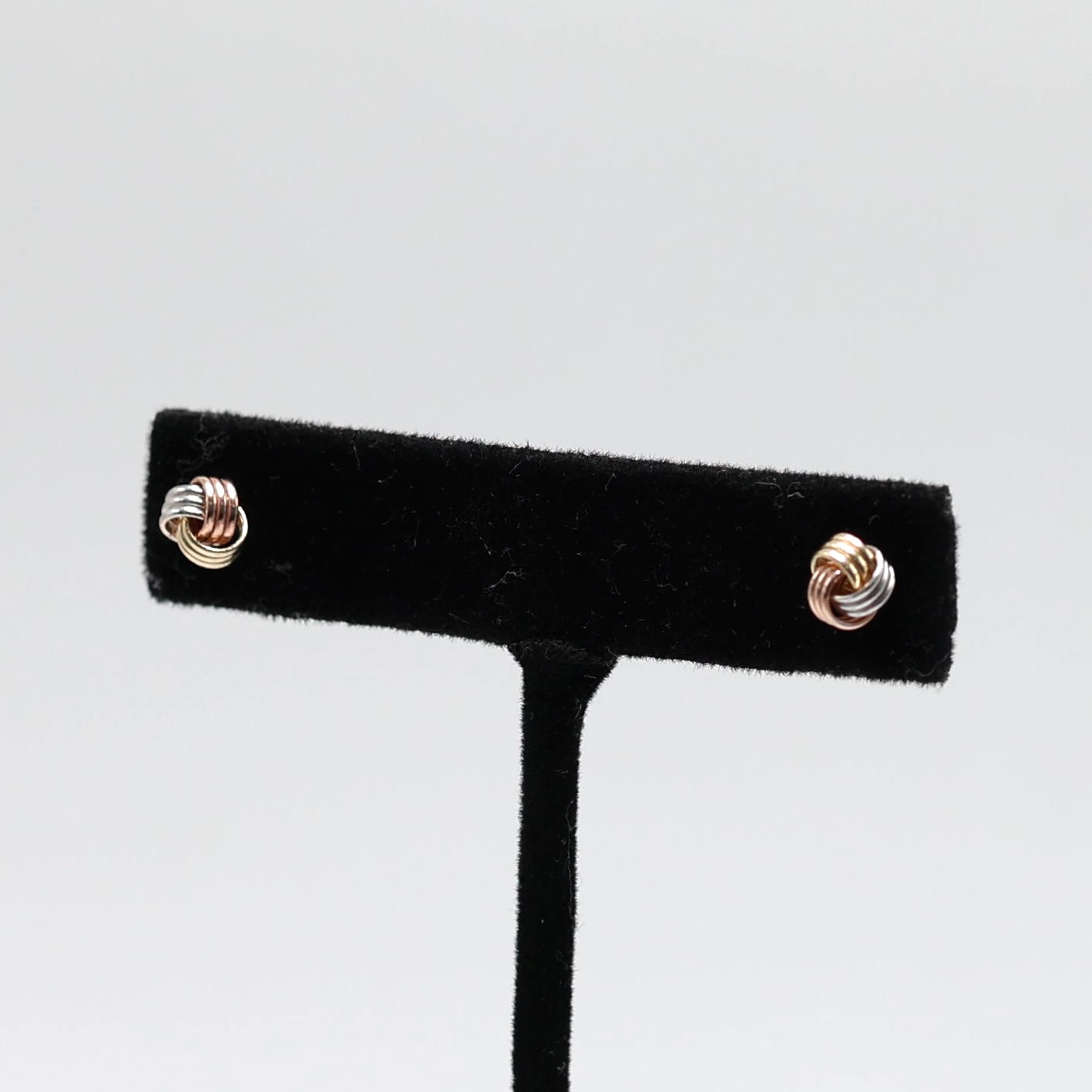 14KT GOLD 3 TONE KNOT STUD EARRINGS