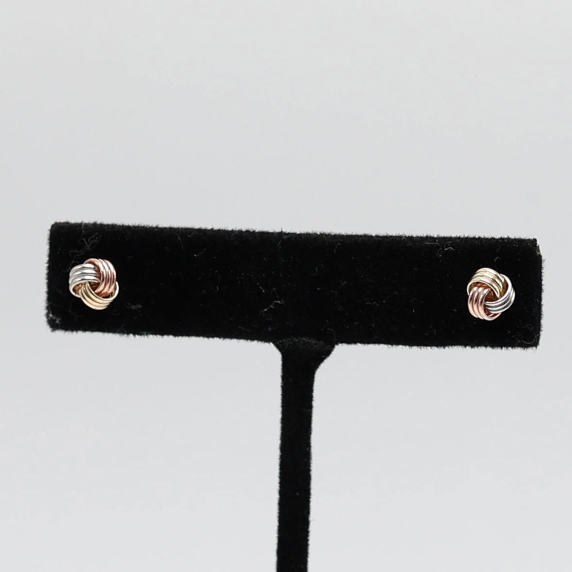 14KT GOLD 3 TONE KNOT STUD EARRINGS