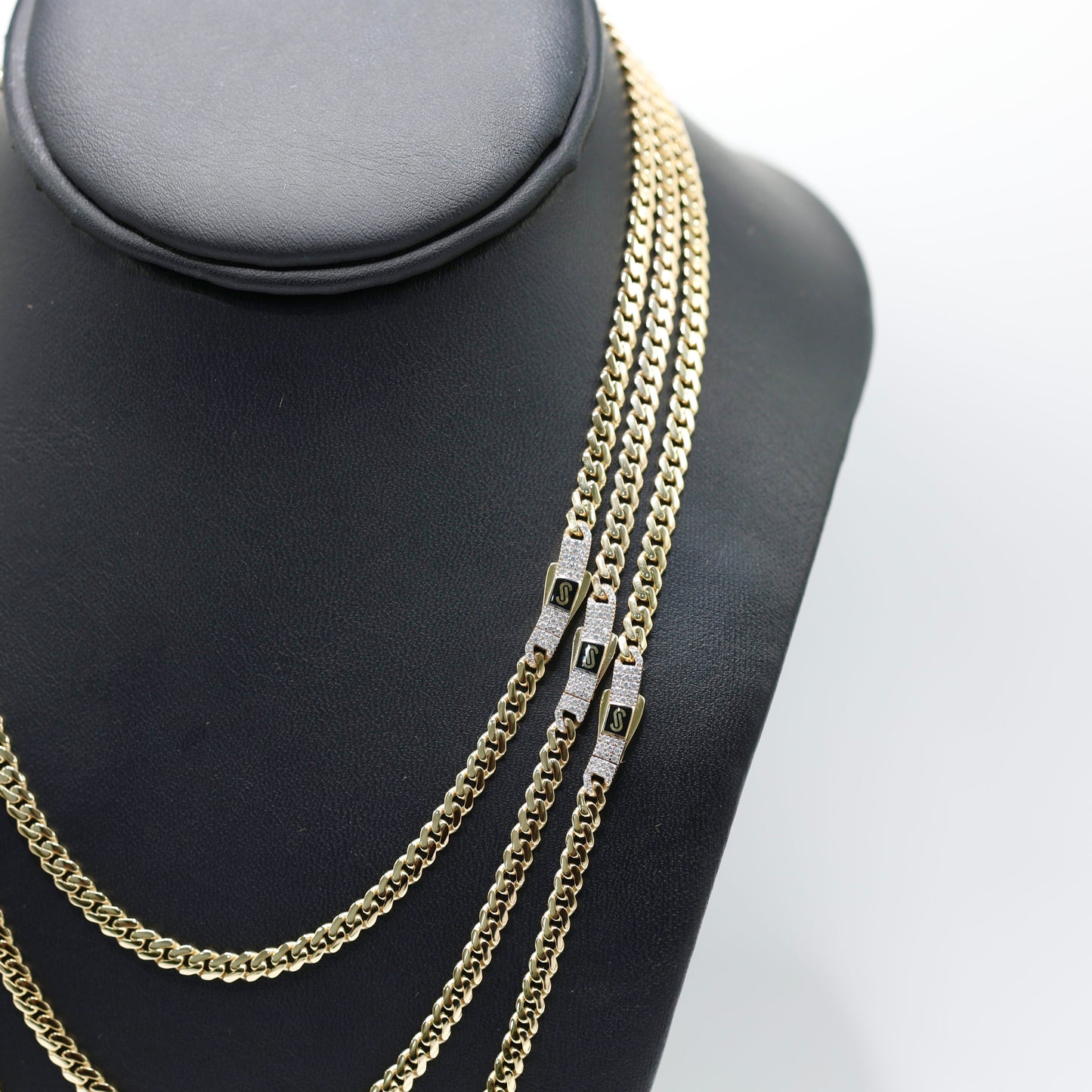 14KT GOLD ORIGNAL MONACO 4MM CHAIN PAVE - 3 SIZES