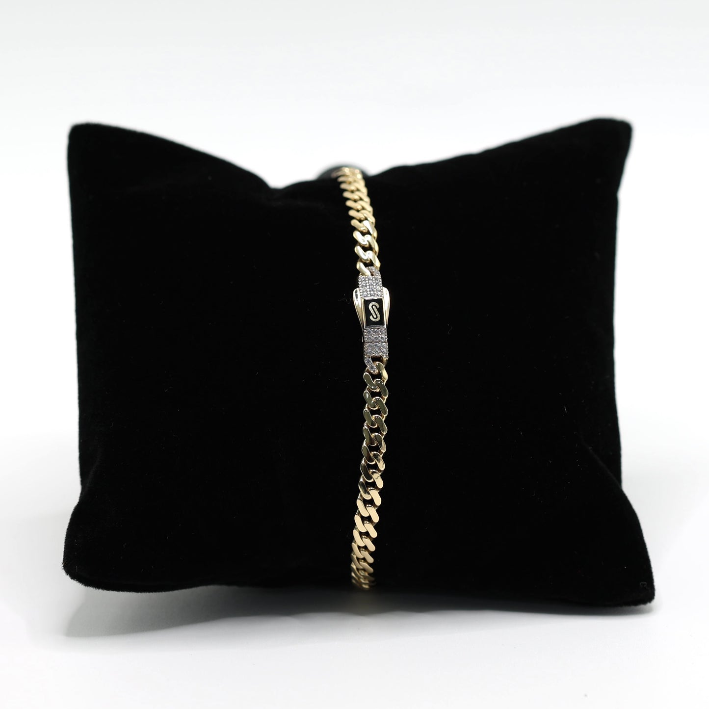 14KT GOLD ORIGNAL MONACO 4MM BRACELETS PAVE - 3 SIZES