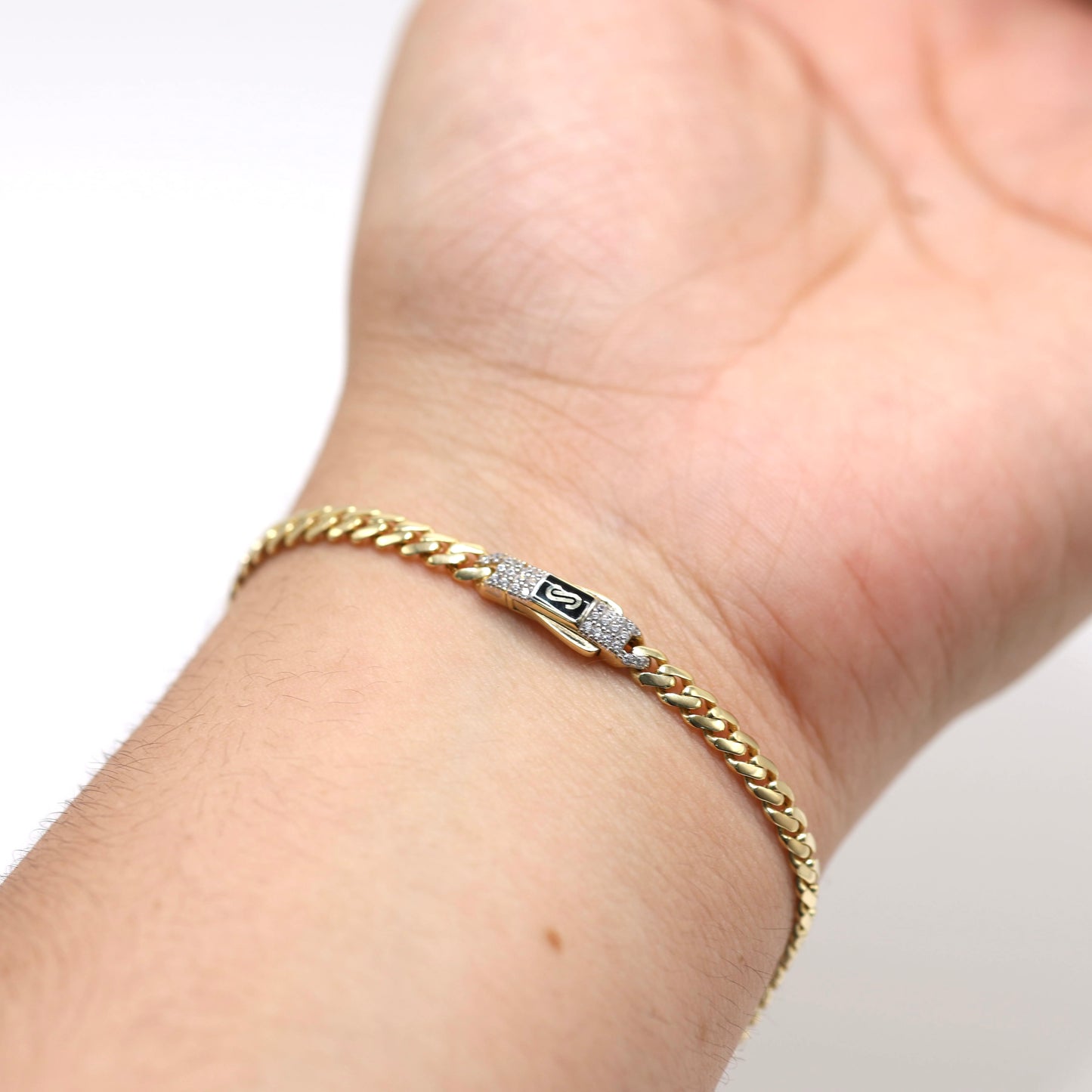 14KT GOLD ORIGNAL MONACO 4MM BRACELETS PAVE - 3 SIZES
