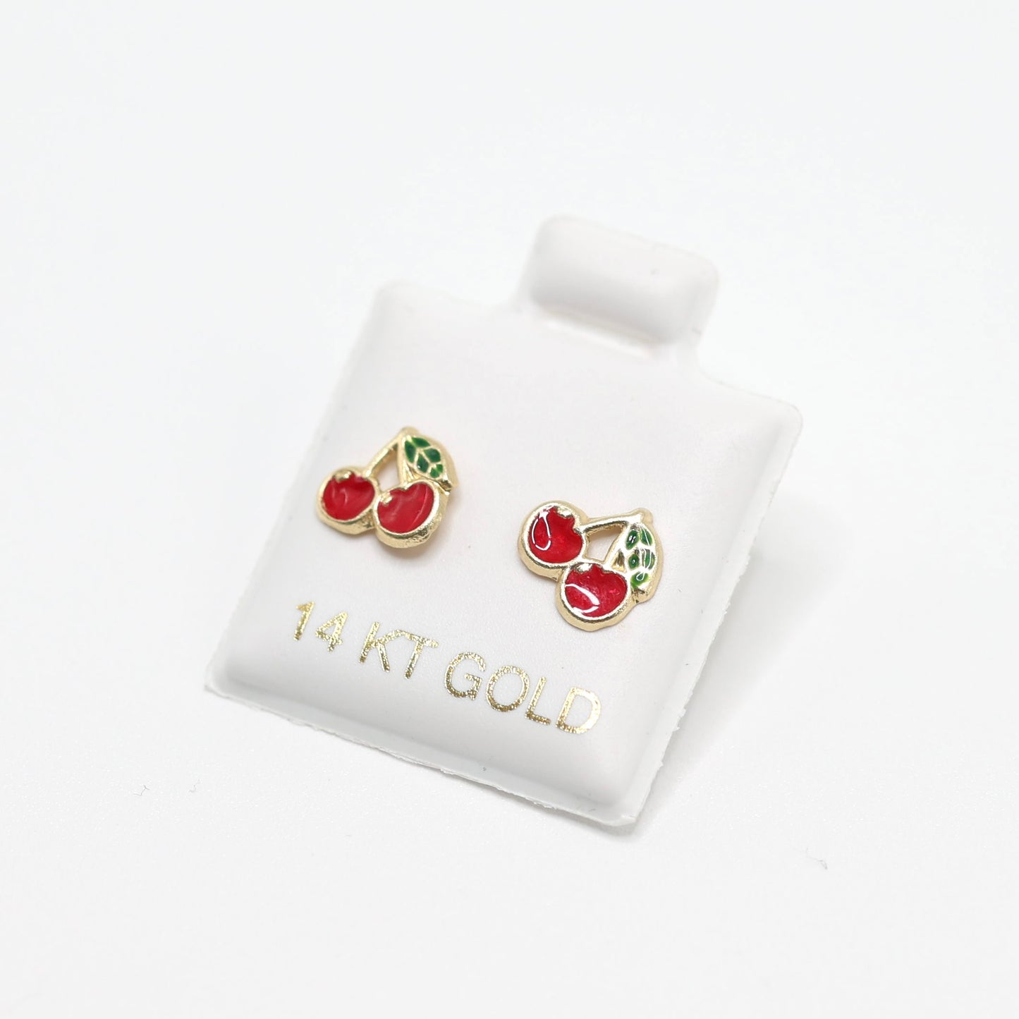 14KT GOLD CHERRY DUO STUD EARRINGS - BALL BACK