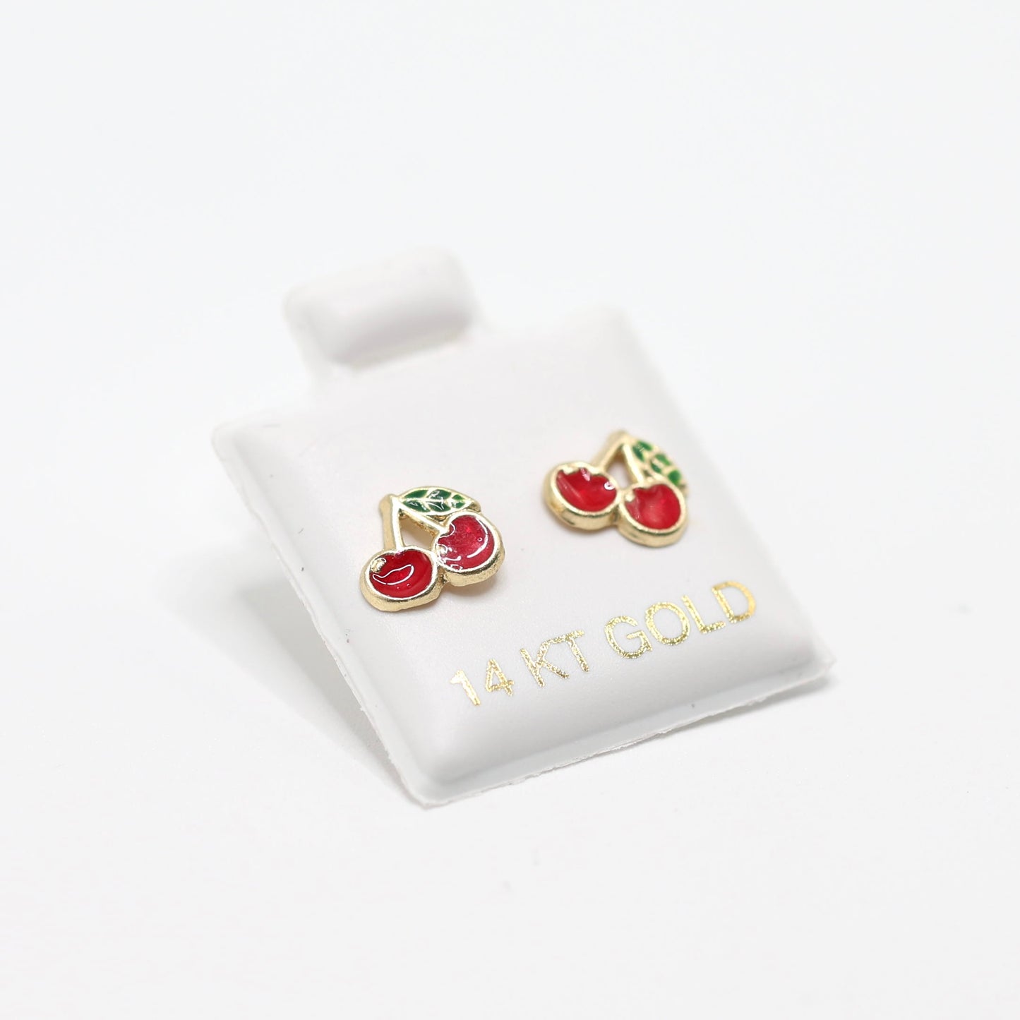 14KT GOLD CHERRY DUO STUD EARRINGS - BALL BACK