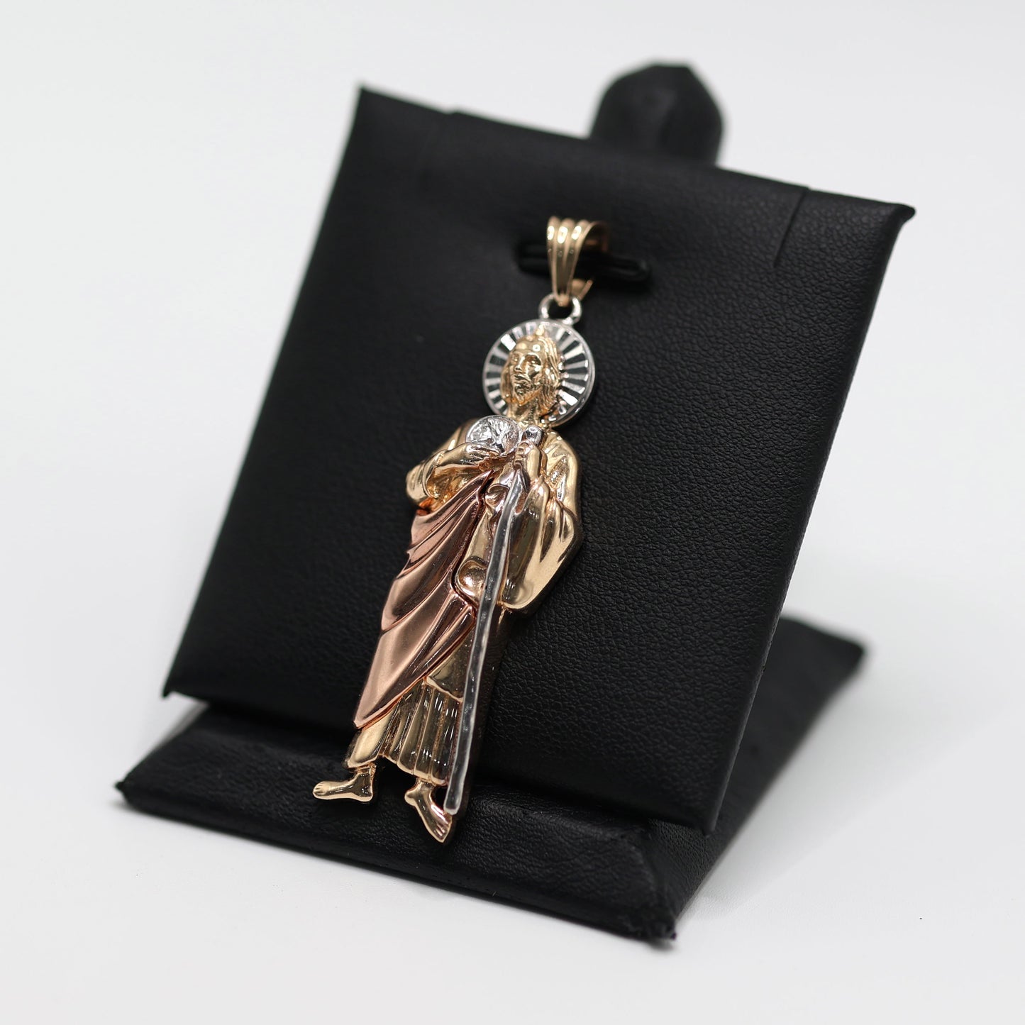 14KT GOLD LARGE 3 TONE SAN JUDAS PENDANT