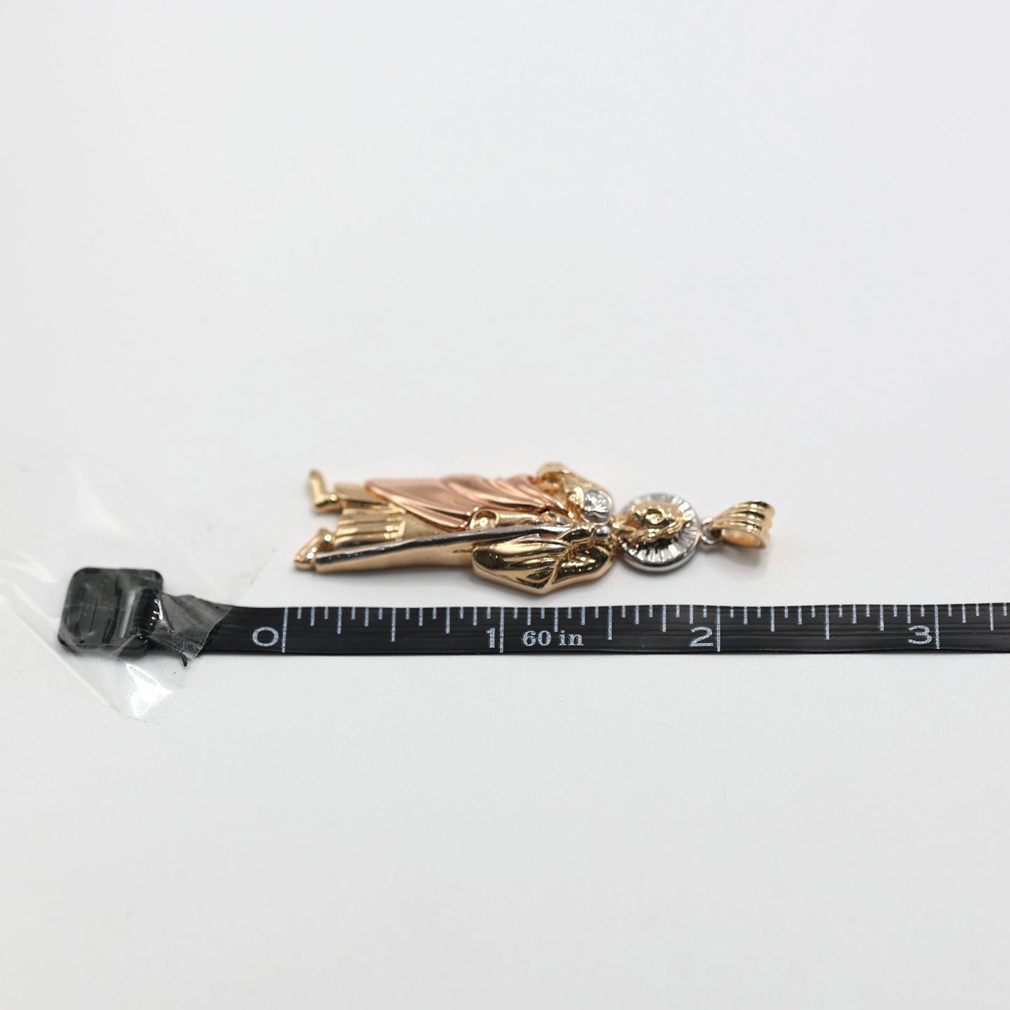 14KT GOLD LARGE 3 TONE SAN JUDAS PENDANT