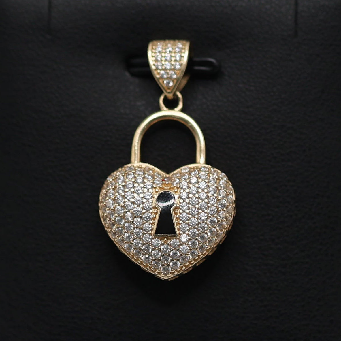 14KT GOLD ICED OUT SOLID LOCKET HEART - 2 COLORS