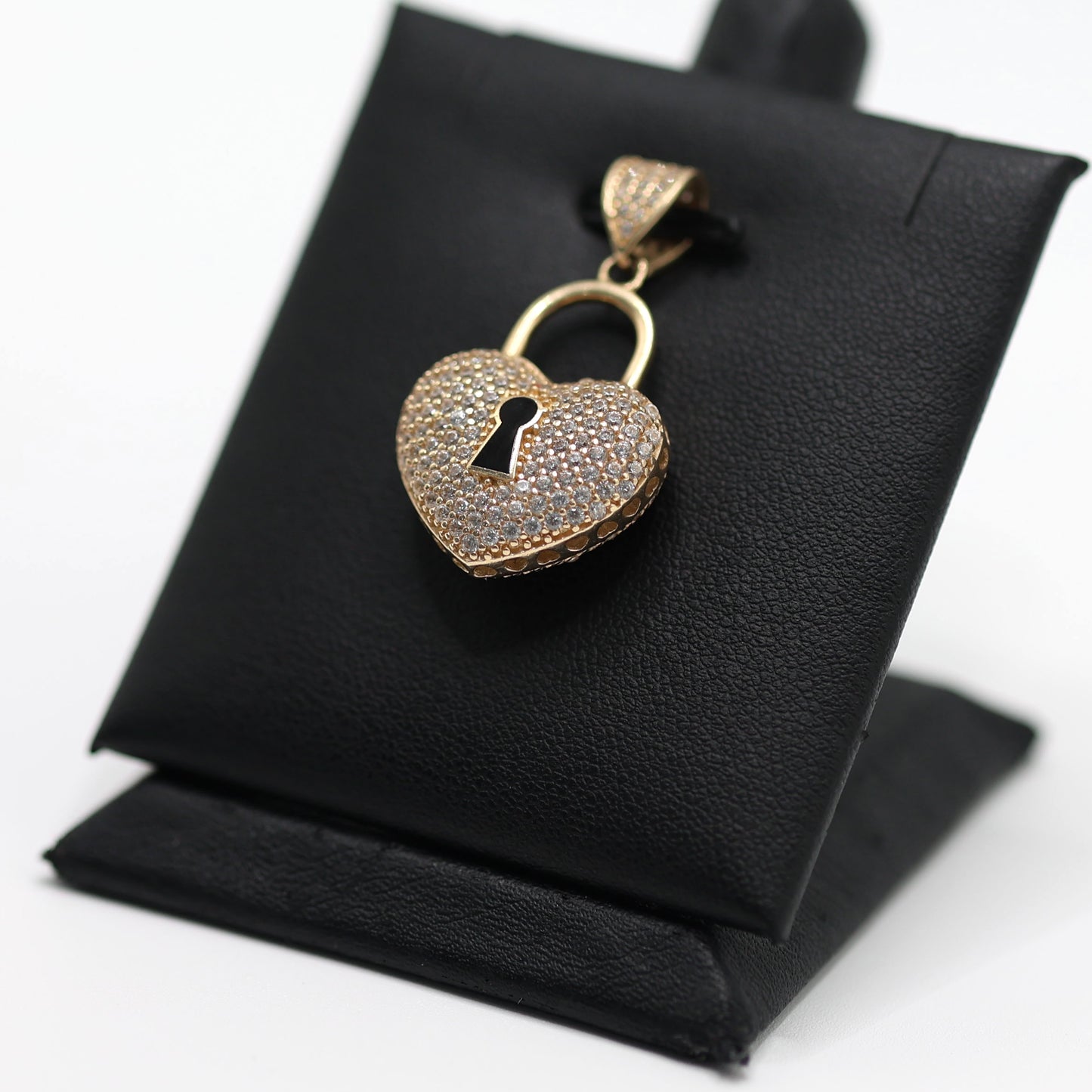 14KT GOLD ICED OUT SOLID LOCKET HEART - 2 COLORS