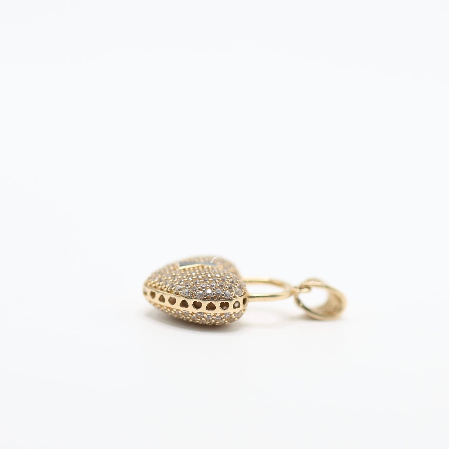 14KT GOLD ICED OUT SOLID LOCKET HEART - 2 COLORS
