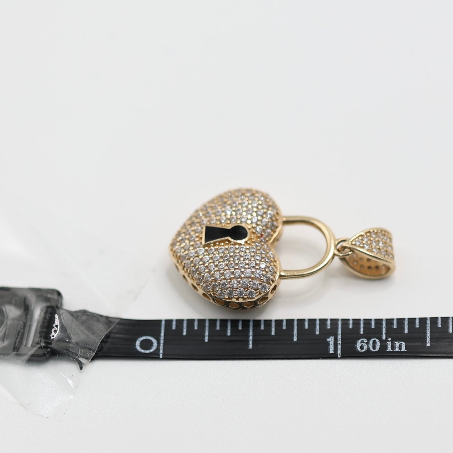 14KT GOLD ICED OUT SOLID LOCKET HEART - 2 COLORS