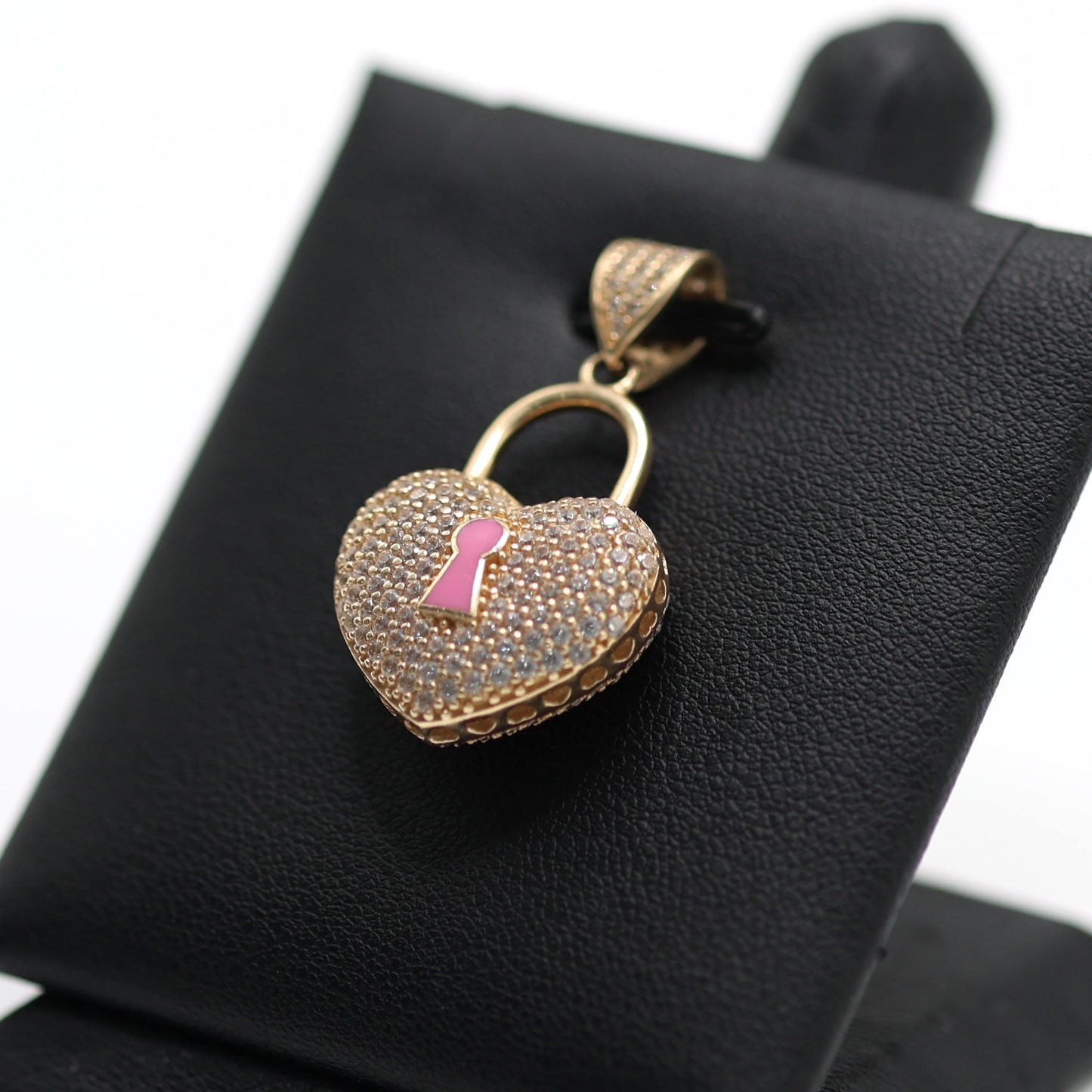 14KT GOLD ICED OUT SOLID LOCKET HEART - 2 COLORS