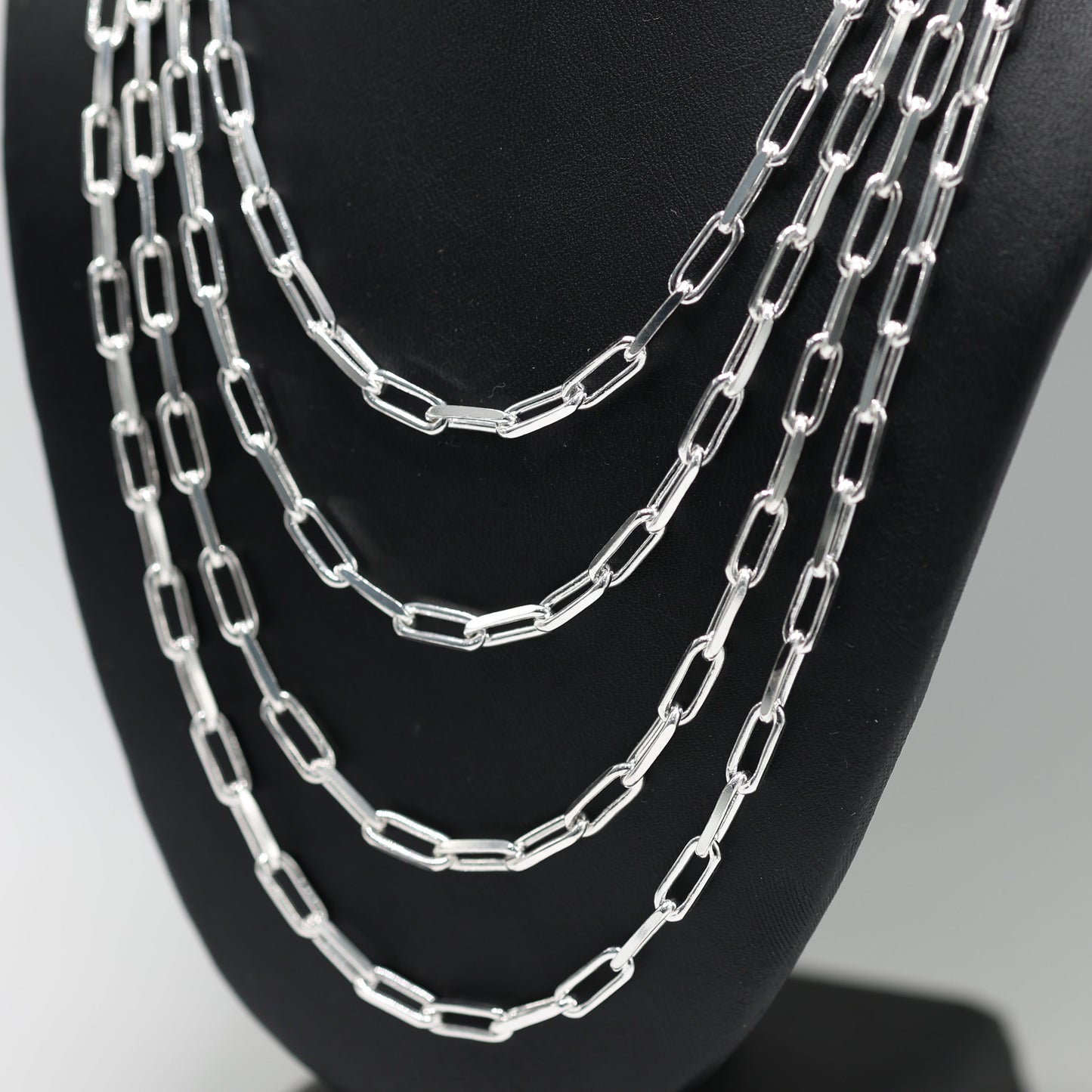 925 SILVER PAPERCLIP 4.6MM SOLID NECKLACE CHAINS - 4 SIZES