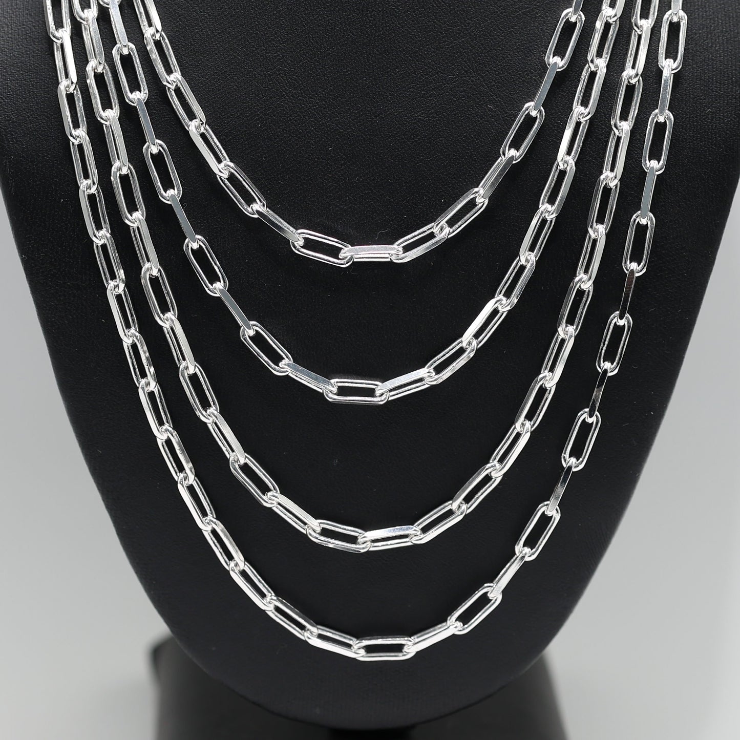 925 SILVER PAPERCLIP 4.6MM SOLID NECKLACE CHAINS - 4 SIZES