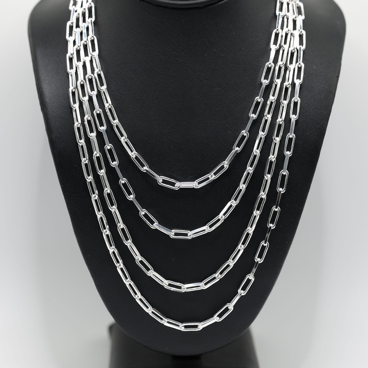 925 SILVER PAPERCLIP 4.6MM SOLID NECKLACE CHAINS - 4 SIZES
