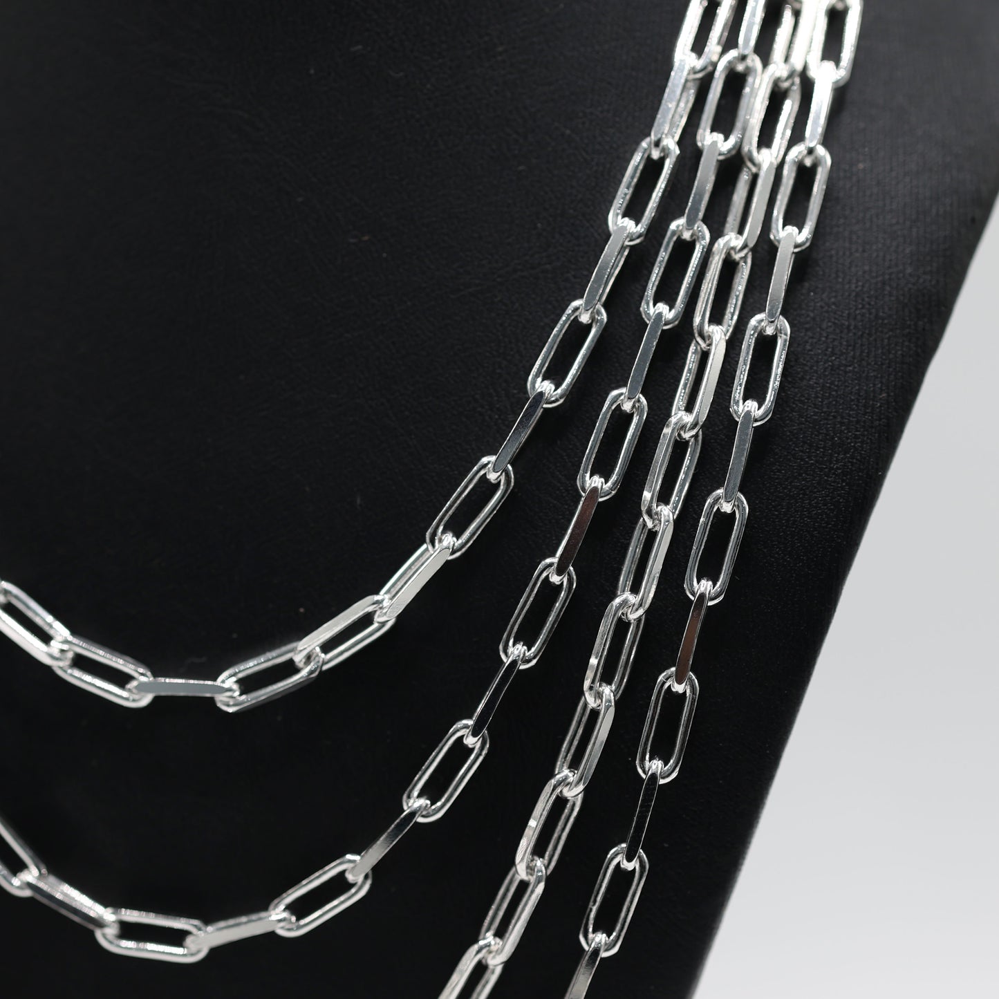 925 SILVER PAPERCLIP 4.6MM SOLID NECKLACE CHAINS - 4 SIZES