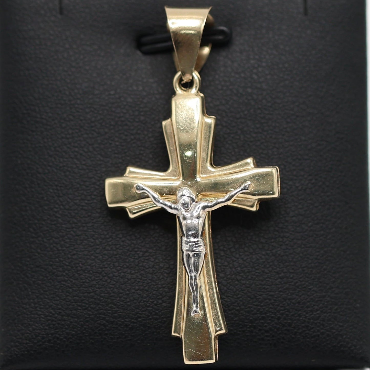 14KT GOLD 2 TONE CRUCIFIX CROSS WITH JESUS FIGURE