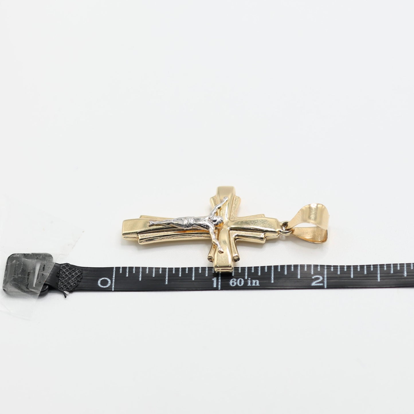 14KT GOLD 2 TONE CRUCIFIX CROSS WITH JESUS FIGURE