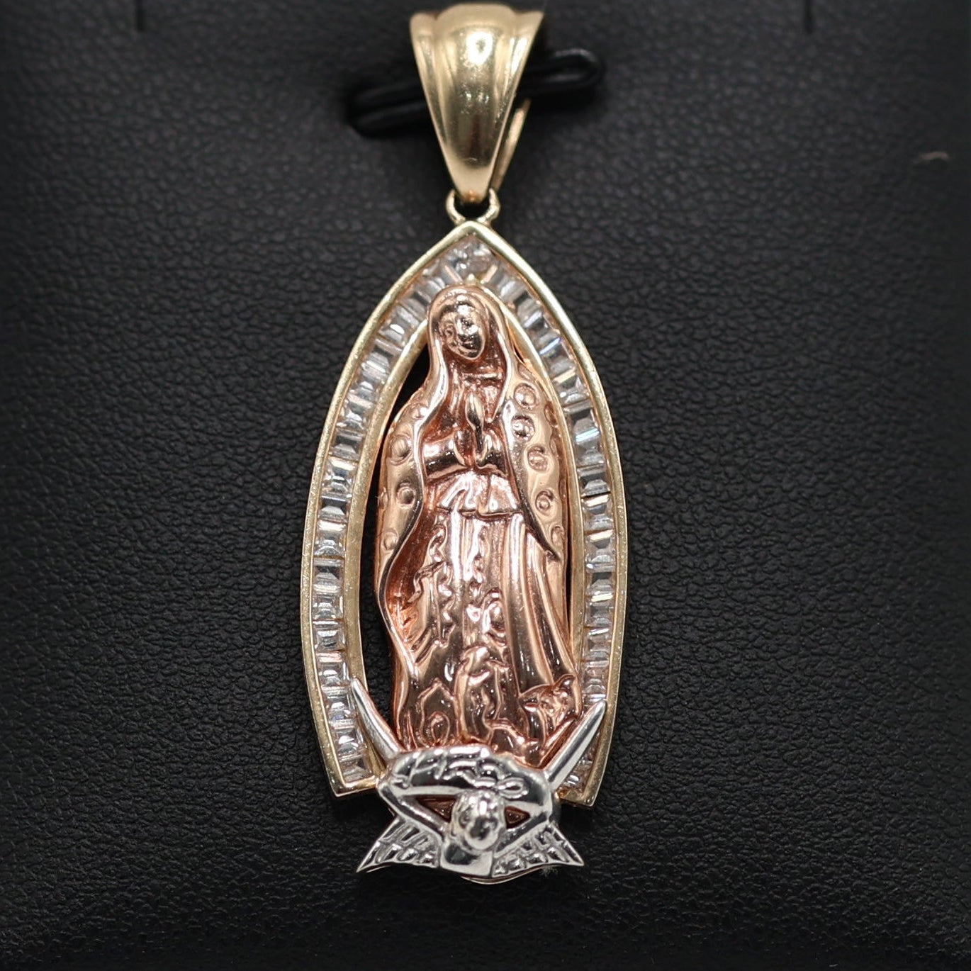 14KT GOLD 3 TONE VIRGIN MARY FIGURE PENDANT