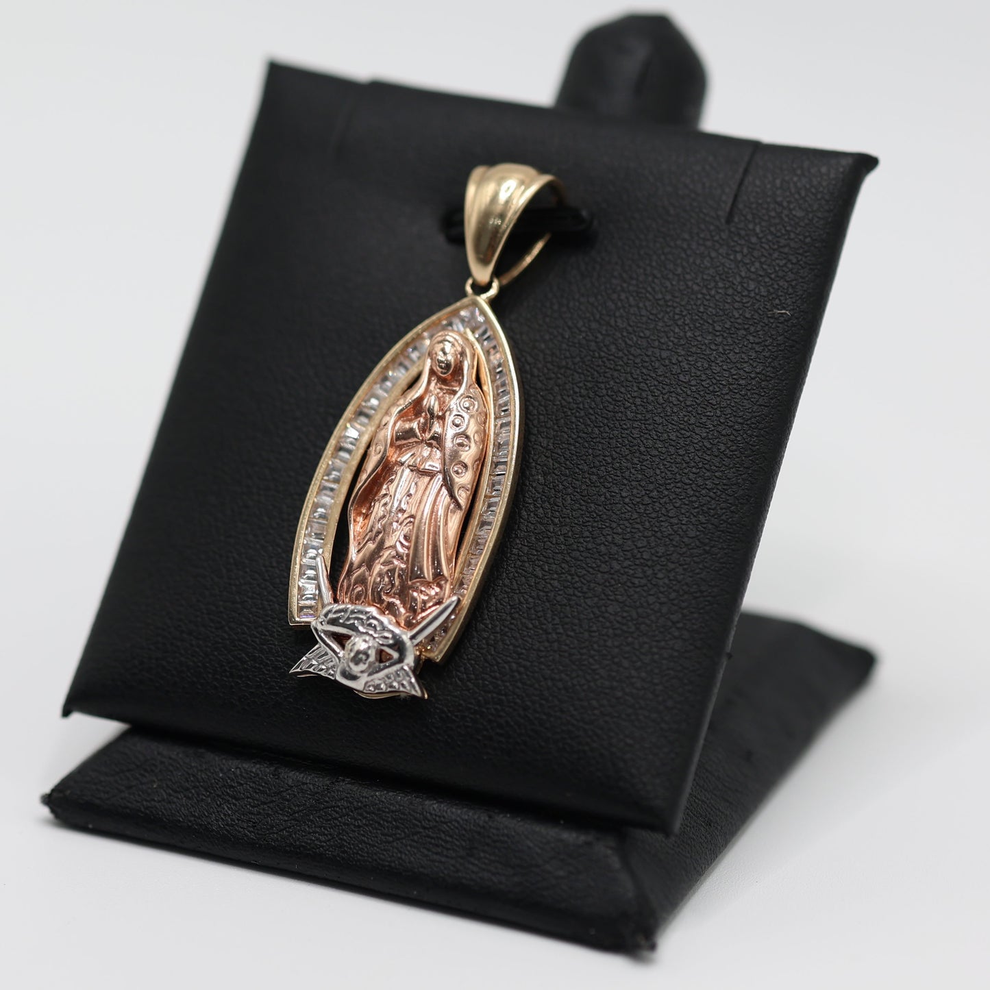 14KT GOLD 3 TONE VIRGIN MARY FIGURE PENDANT