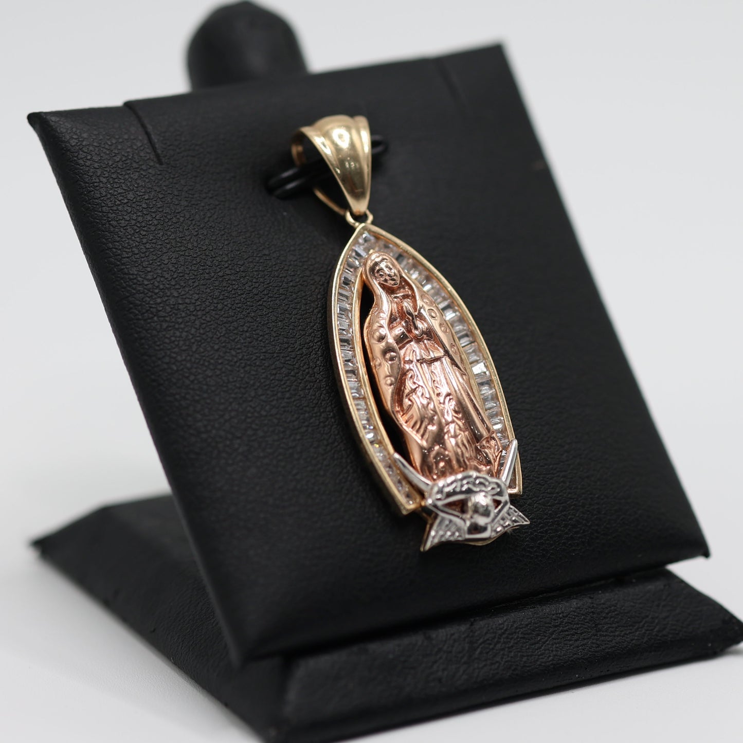 14KT GOLD 3 TONE VIRGIN MARY FIGURE PENDANT