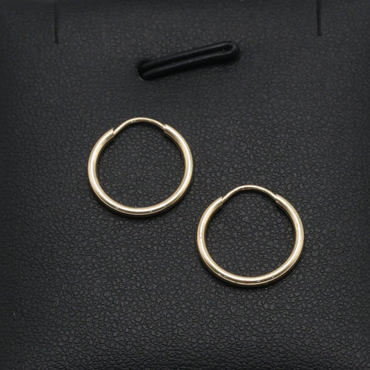14KT GOLD MINI HOOPS SIMPLE 14MM